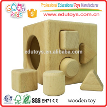 4 Hole Intelligent Wooden Cube Toy for Shape Sorter Cognitive and Matching